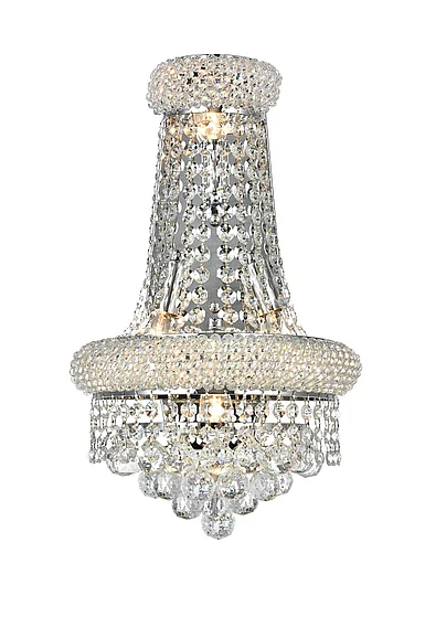 Elegant Primo 4 Light Chrome Wall Sconce Clear Royal Cut Crystal V1800W12SC/RC