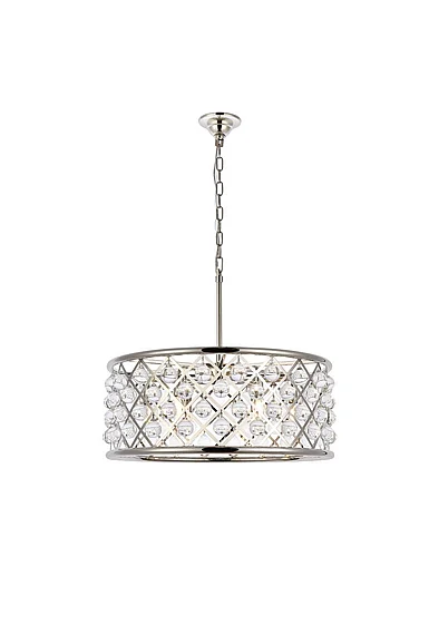 Elegant Madison 6 Light Polished Nickel Chandelier Clear Royal Cut Crystal 1213D25PN/RC