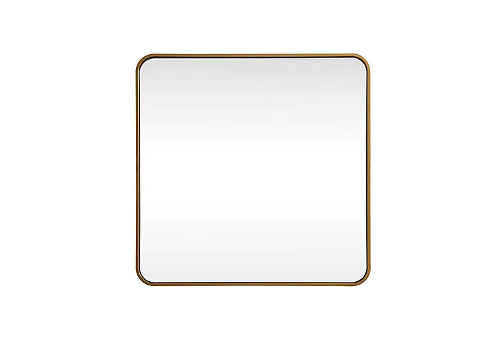 Elegant Soft Corner Metal Square Mirror 30X30 In. in Brass MR803030BR