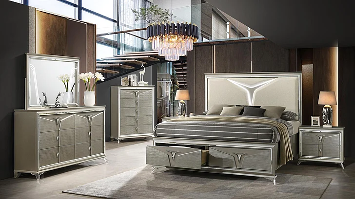 Galaxy Home Samantha 2pc Bedroom Set in Gold