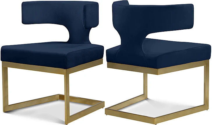 Meridian Alexandra Velvet Dining Chair in Navy Velvet 953Navy-C