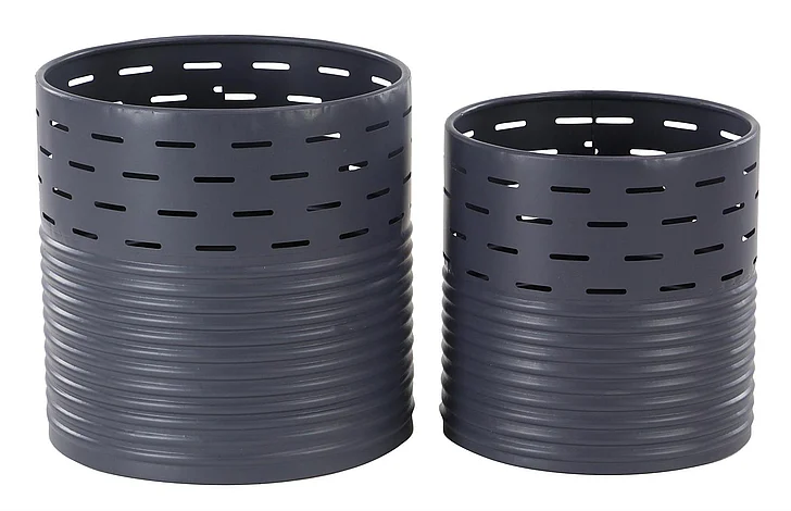 UMA Blue Metal Planter, Set of 2 11, 13H | 98171 CLOSEOUT