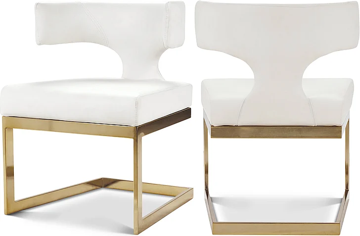Meridian Alexandra Faux Leather Dining Chair in White Faux Leather 953White-C