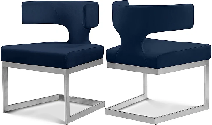 Meridian Alexandra Velvet Dining Chair in Navy Velvet 954Navy-C