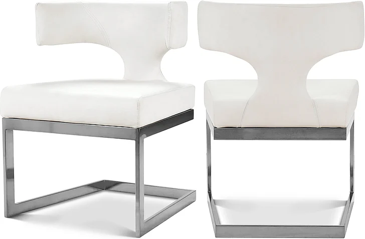 Meridian Alexandra Faux Leather Dining Chair in White Faux Leather 954White-C