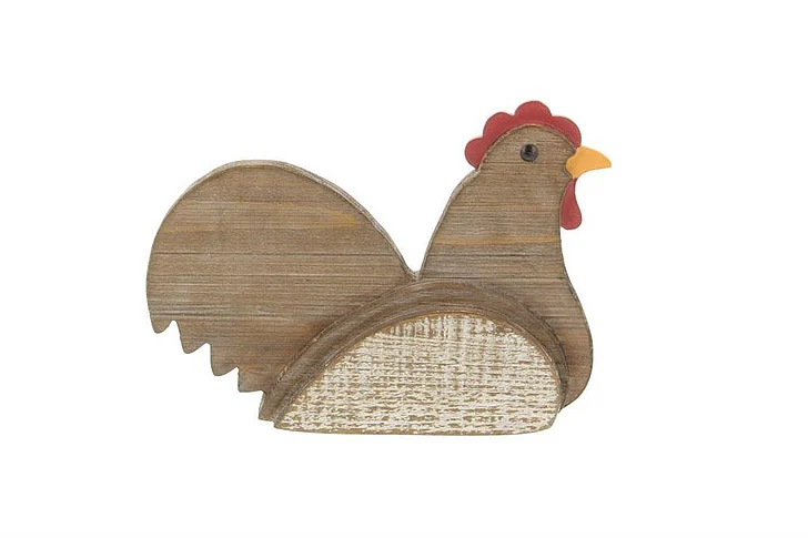 UMA Brown Wood Chicken Sculpture, 11" x 2" x 8" | 98412
