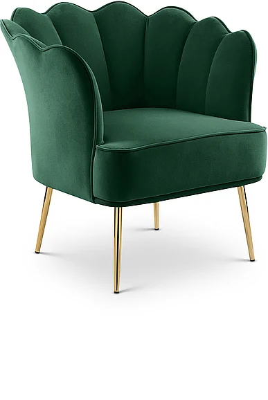 Meridian Jester Velvet Accent Chair in Green Velvet 516Green