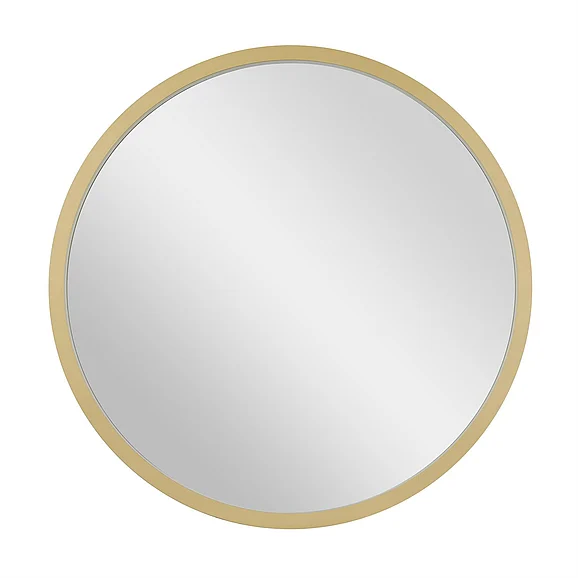 UMA Gold Wooden Large Round Minimalistic Room Wall Mirror, 42" x 2" x 42" | 98583