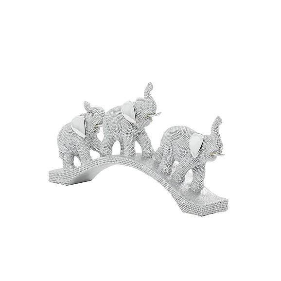 UMA Silver Polystone Elephant Decorative Sculpture, 2 x 14 x 7 | 98657