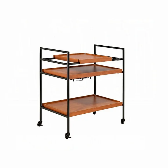 ACME Oaken Serving Cart in Honey Oak and Black 98675