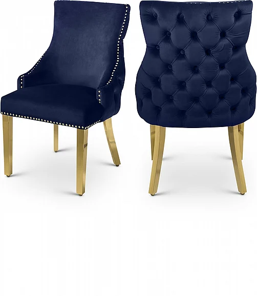 Meridian Tuft Velvet Dining Chair in Navy Velvet 730Navy-C
