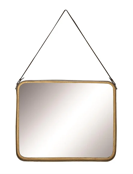 UMA Gold Metal Room Wall Mirror with Hanging Strap, 30" x 2" x 21" | 98731 CLOSEOUT