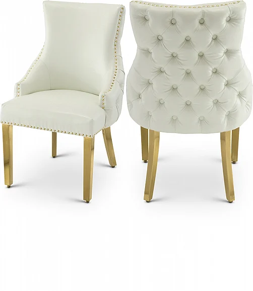 Meridian Tuft Faux Leather Dining Chair in White Faux Leather 730White-C