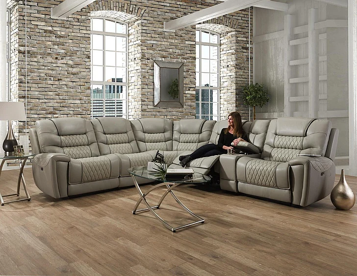 Corinthian MS98815 McGregor RAF Reclining Loveseat in Light Grey and Cream FG98815-41RF EXPRESS