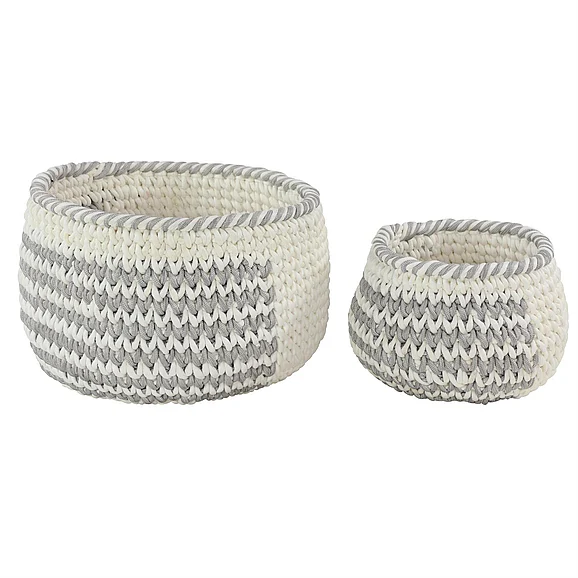 UMA Gray Polyester Handmade Storage Basket, Set of 2 12, 10H | 98884 CLOSEOUT
