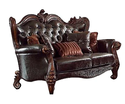 Acme Versailles Loveseat w/ 5 Pillows in D.Brown PU & Cherry Oak 52121 PROMO