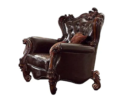 Acme Versailles Chair w/ 2 Pillows in D.Brown PU & Cherry Oak 52122 PROMO