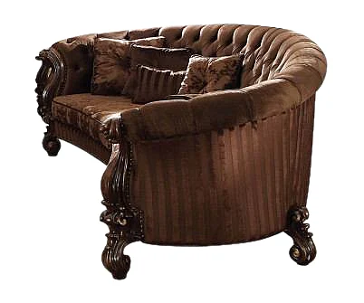 Acme Versailles Sofa w/ 5 Pillows Brown Velvet & Cherry Oak 52080