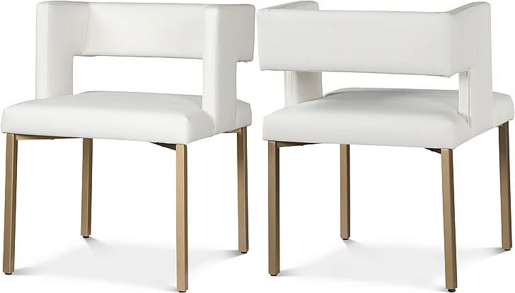 Meridian Caleb Faux Leather Dining Chair in White Faux Leather 967White-C