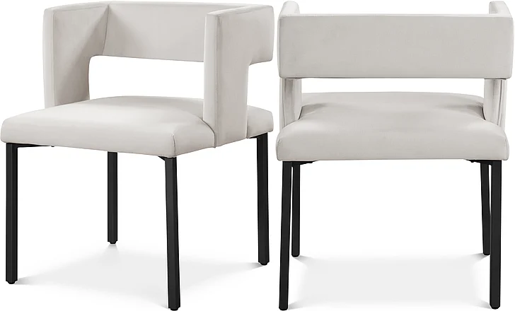 Meridian Caleb Velvet Dining Chair in Cream Velvet 968Cream-C