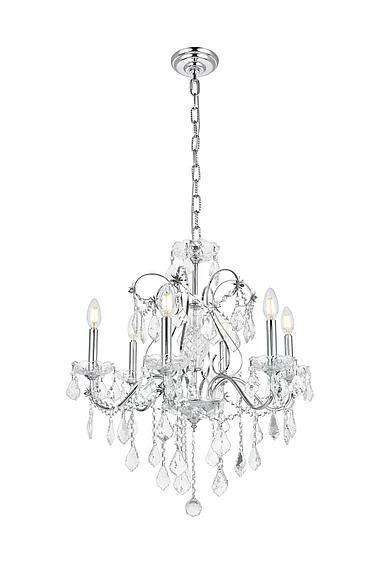 Elegant St. Francis 6 Light Chrome Chandelier Clear Royal Cut Crystal V2015D24C/RC