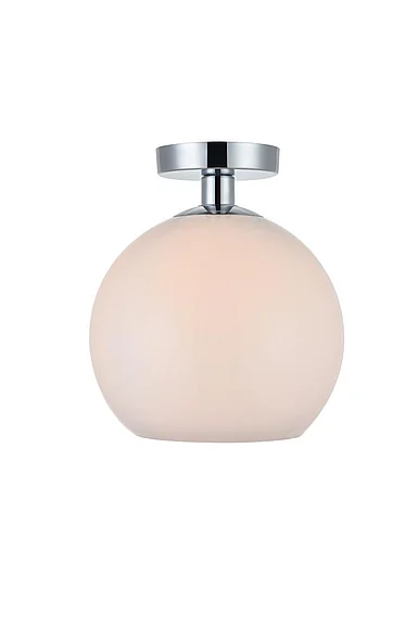 Elegant Baxter 1 Light Chrome Flush Mount with Frosted White Glass LD2211C