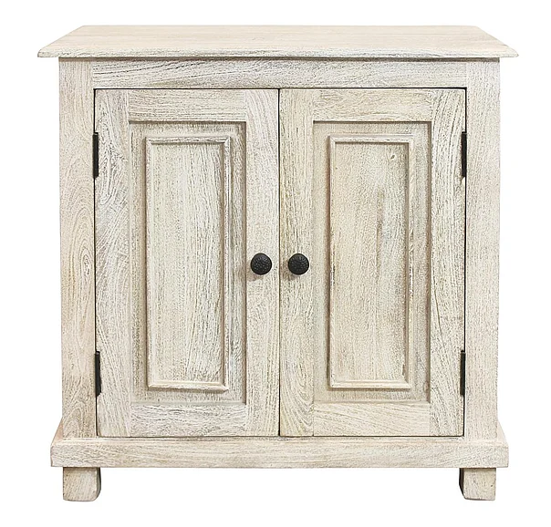 Moti Furniture Jenna 2-Door Nightstand in a Distressed White
