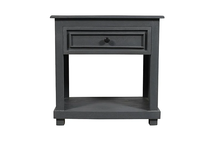 Moti Furniture Jenna 1-Drawer Nightstand with Shelf in Gray