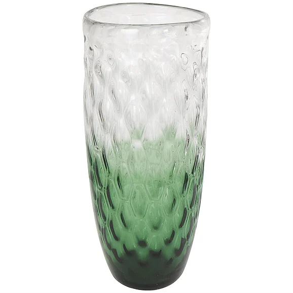 UMA Green Glass Handmade Ombre Decorative Vase, 10" x 10" x 24" | 99628 CLOSEOUT