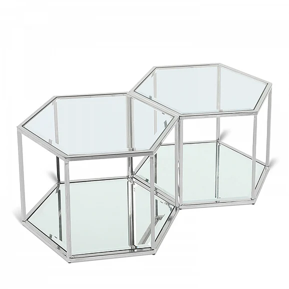 Meridian Sei Modular 2 Piece Coffee Table in Chrome 206-CT-2PC