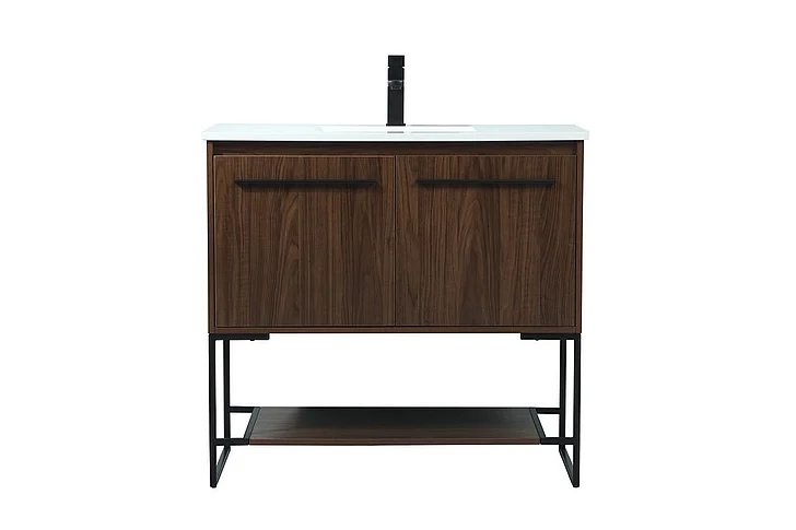 Elegant 36 In. Single Bathroom Vanity in Walnut VF42536MWT CLOSEOUT