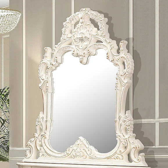 Homey Design HD-998I - Mirror in Ivory with Metallic Gold Highlights HD-M998I