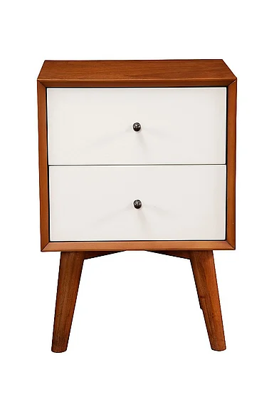 Alpine Furniture Flynn Nightstand in Acorn/White 999-02