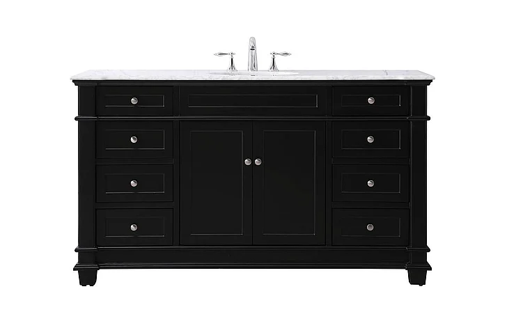 Elegant 60 In. Single Bathroom Vanity Set in Black VF50060BK