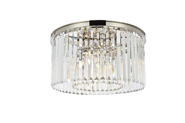 Elegant Sydney 8 Light Polished Nickel Flush Mount Clear Royal Cut Crystal 1238F26PN/RC