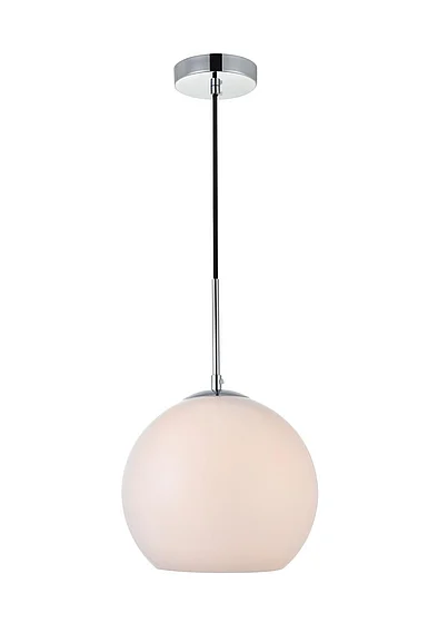 Elegant Baxter 1 Light Chrome Pendant with Frosted White Glass LD2213C