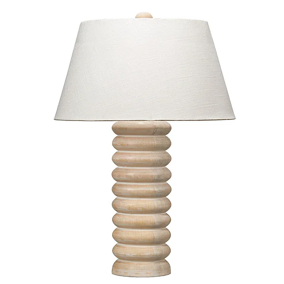 Jamie Young Jamie Young Abacus Mango Wood Table Lamp with Linen Shade 9ABACUSTLBW