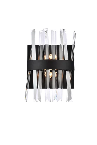 Elegant Serephina 8 In. Crystal Bath Sconce in Black 6200W8BK