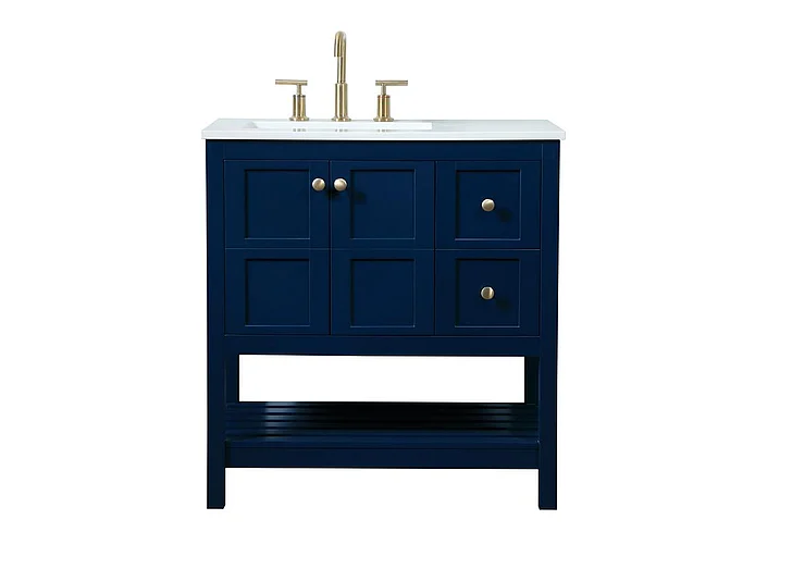 Elegant 32 In. Single Bathroom Vanity in Blue VF16432BL