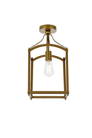 Elegant Janet 1 Light Flush Mount in Brass LD7069F10BR CLOSEOUT