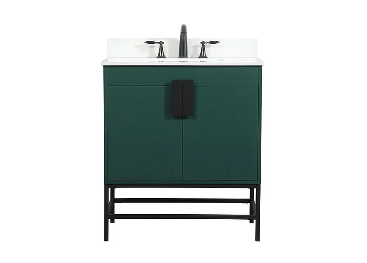 Elegant 30 In. Single Bathroom Vanity in Green with Backsplash VF48830MGN-BS CLOSEOUT