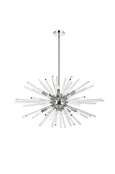 Elegant Sienna 32 In. Crystal Rod Pendant in Chrome 2502D32C