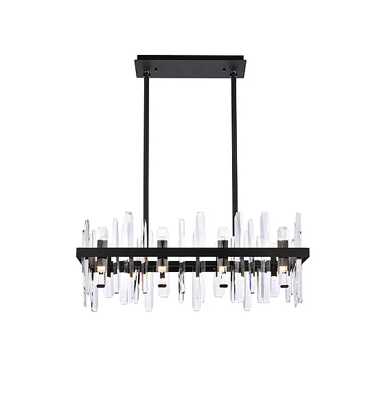 Elegant Serena 30 In. Crystal Rectangle Chandelier in Black 2200G30BK
