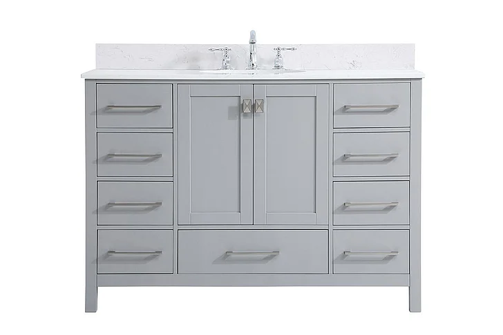Elegant 48 In. Single Bathroom Vanity in Gray with Backsplash VF18848GR-BS