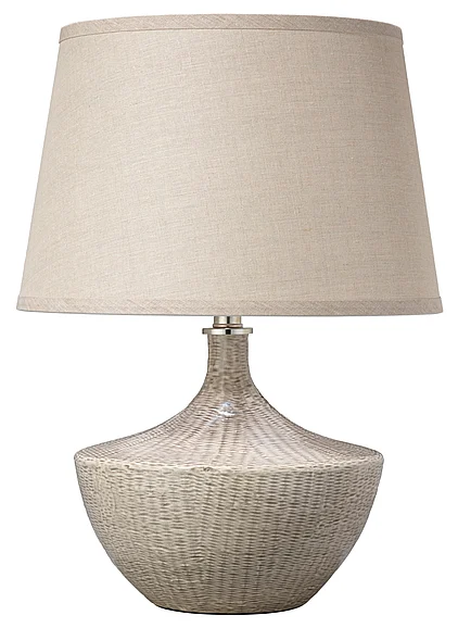 Jamie Young Jamie Young Basketweave Ceramic Table Lamp with Linen Shade 9BASKWHC255M