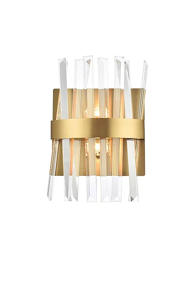 Elegant Serephina 8 In. Crystal Bath Sconce in Satin Gold 6200W8SG