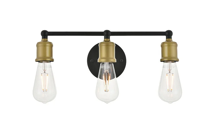 Elegant Serif 3 Light Brass and Black Wall Sconce LD4028W16BRB CLOSEOUT