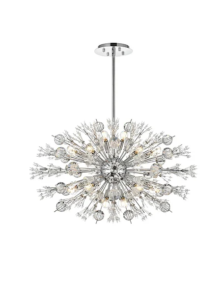 Elegant Vera 36 In. Crystal Starburst Oval Pendant in Chrome 2500D36C