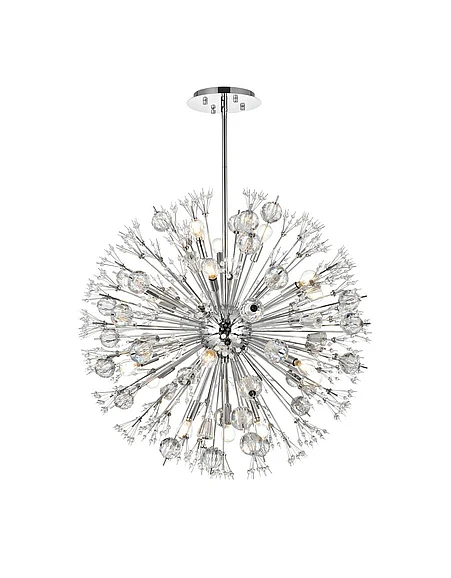 Elegant Vera 32 In. Crystal Starburst Round Pendant in Chrome 2500D32C