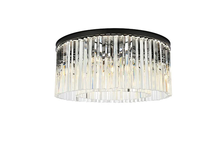 Elegant Sydney 8 Light Matte Black Flush Mount Clear Royal Cut Crystal 1208F31MB/RC